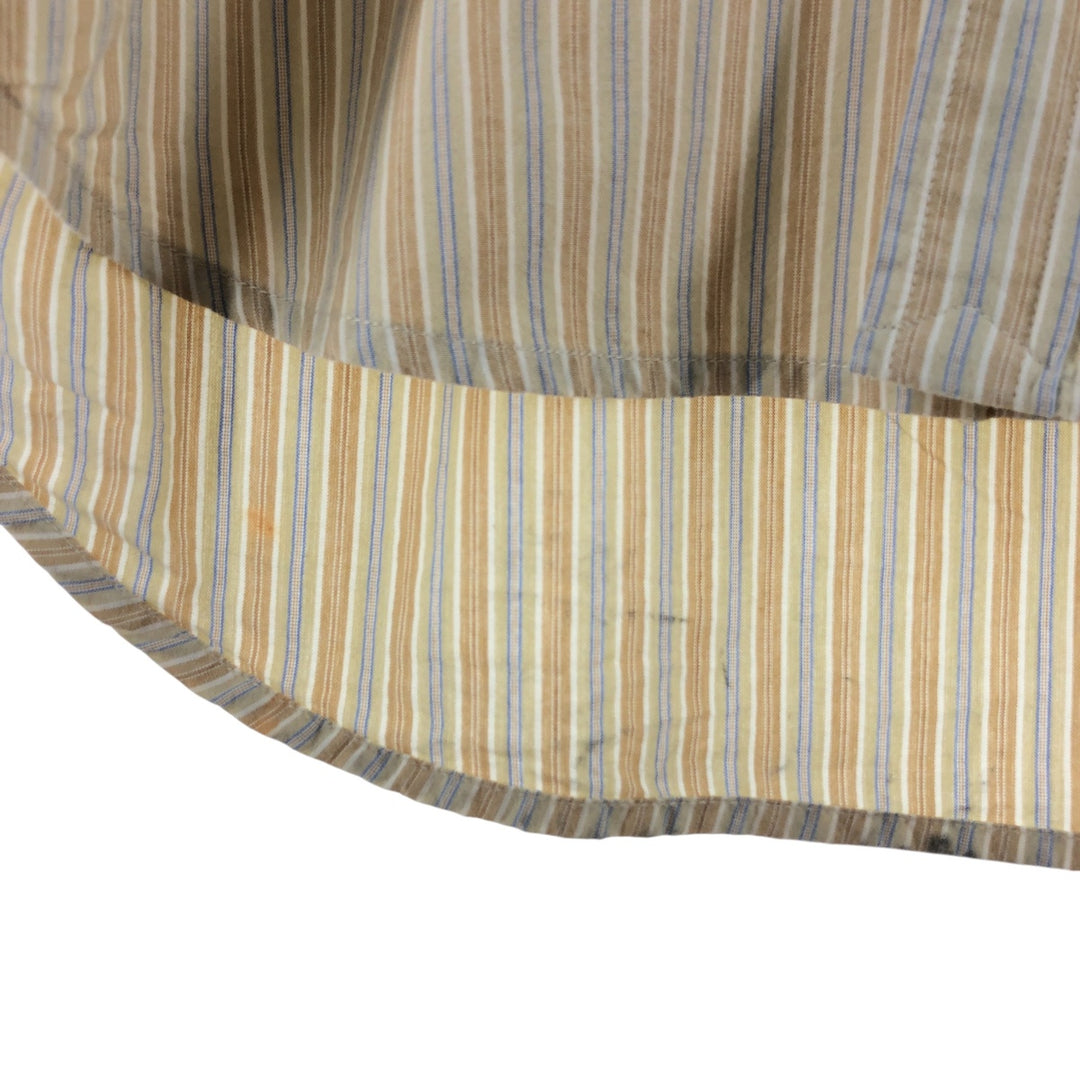 Ralph Lauren BLAKE long sleeve button-down striped shirt, men's size XL cotton beige type brown Vintage Second Hand