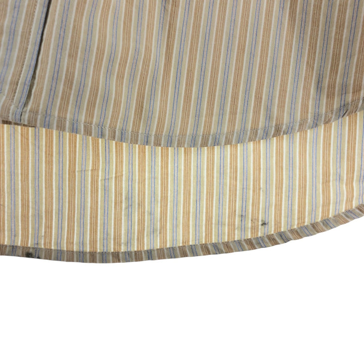 Ralph Lauren BLAKE long sleeve button-down striped shirt, men's size XL cotton beige type brown Vintage Second Hand
