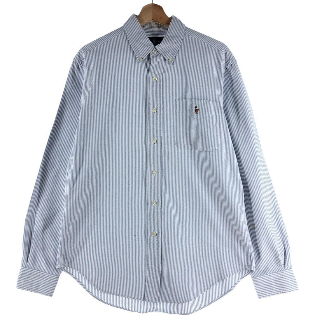 Ralph Lauren Classic Fit Long Sleeve Button Down Striped Shirt, Men's M cotton blue type Vintage Second Hand