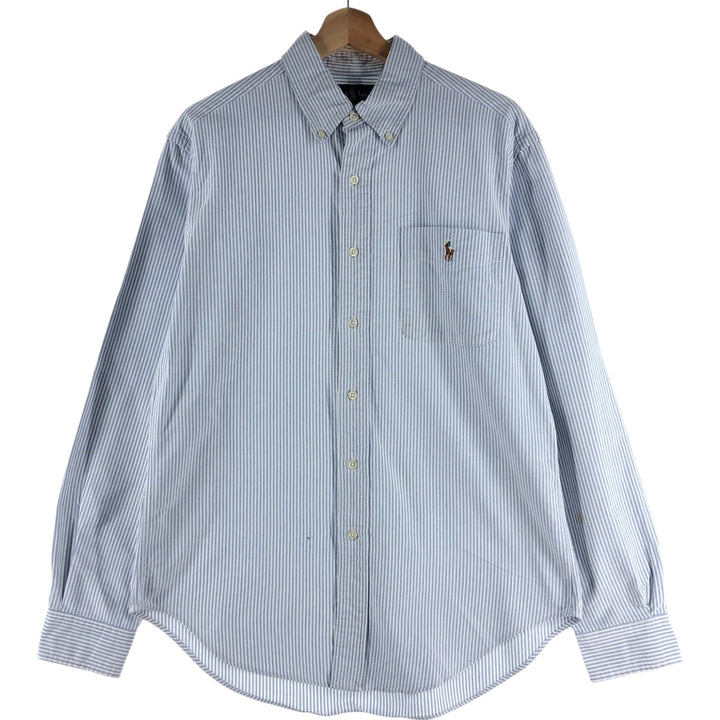 Ralph Lauren Classic Fit Long Sleeve Button Down Striped Shirt, Men's M cotton blue type Vintage Second Hand