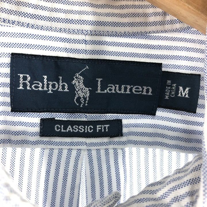 Ralph Lauren Classic Fit Long Sleeve Button Down Striped Shirt, Men's M cotton blue type Vintage Second Hand