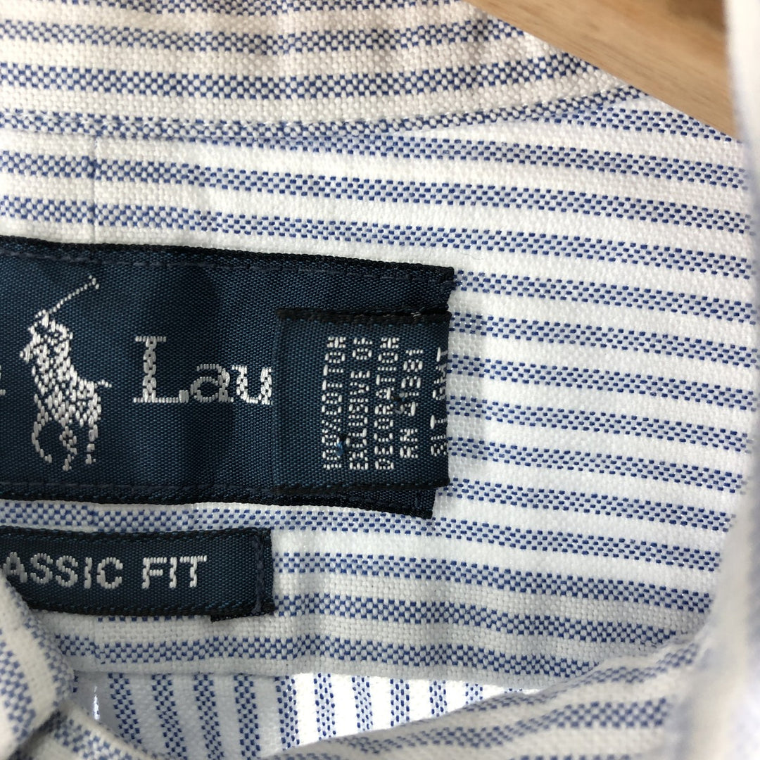 Ralph Lauren Classic Fit Long Sleeve Button Down Striped Shirt, Men's M cotton blue type Vintage Second Hand