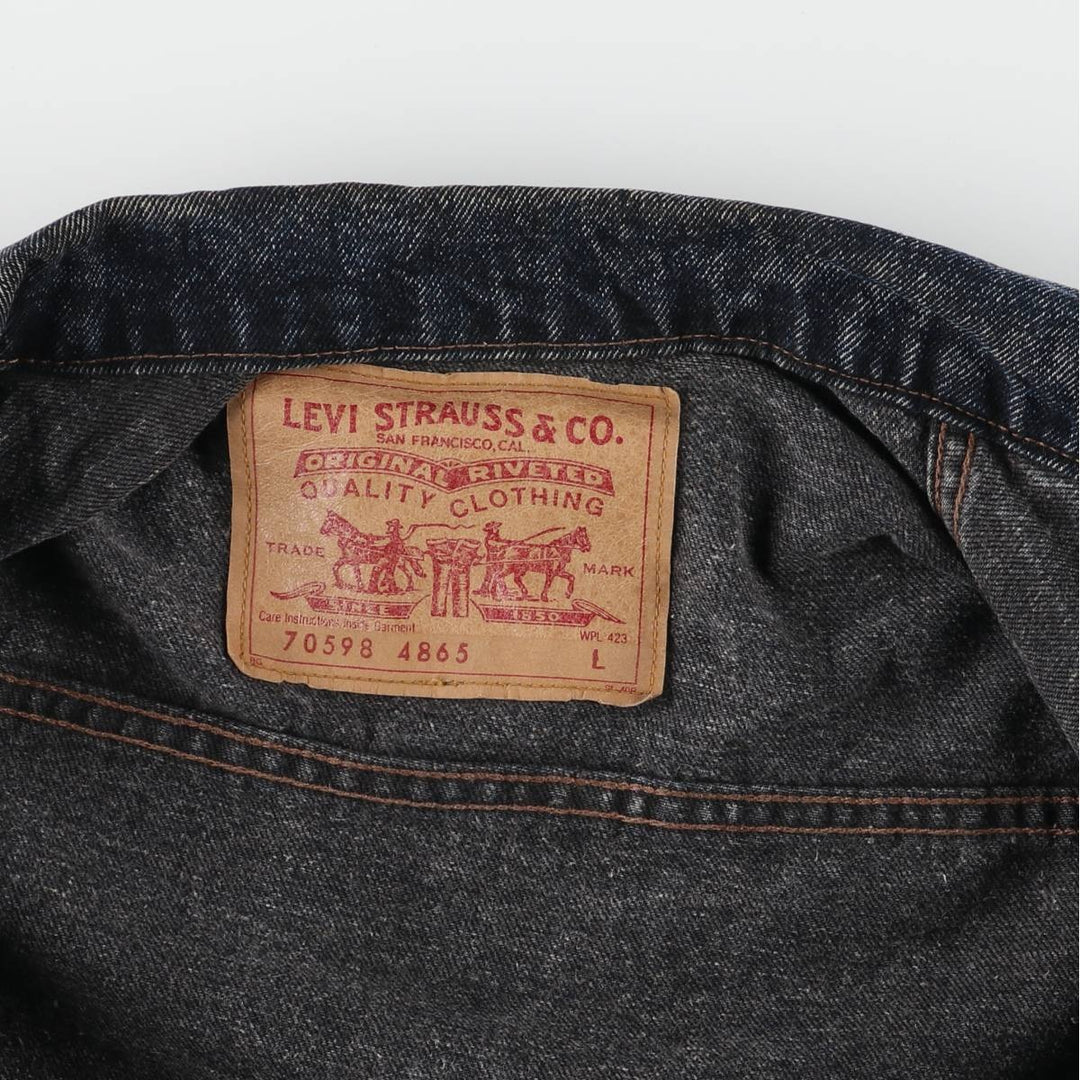 90'S Levi's 70598 4891 Large Patch Denim Jacket, Made in USA, Men's Size L, Vintage cotton blue type Vintage Second Hand