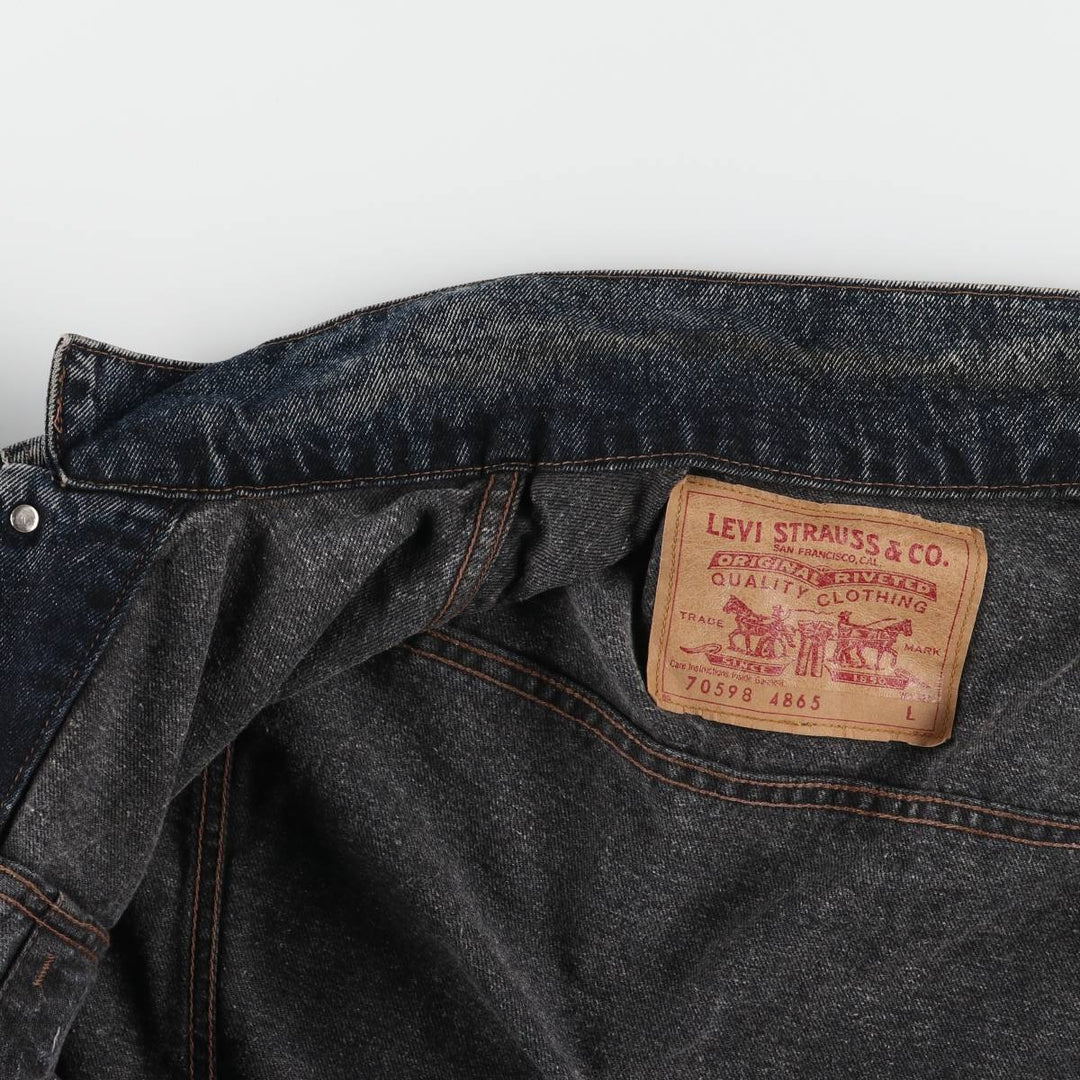 90'S Levi's 70598 4891 Large Patch Denim Jacket, Made in USA, Men's Size L, Vintage cotton blue type Vintage Second Hand