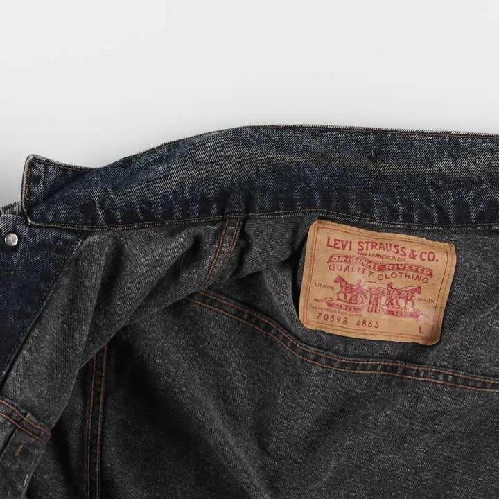 90'S Levi's 70598 4891 Large Patch Denim Jacket, Made in USA, Men's Size L, Vintage cotton blue type Vintage Second Hand