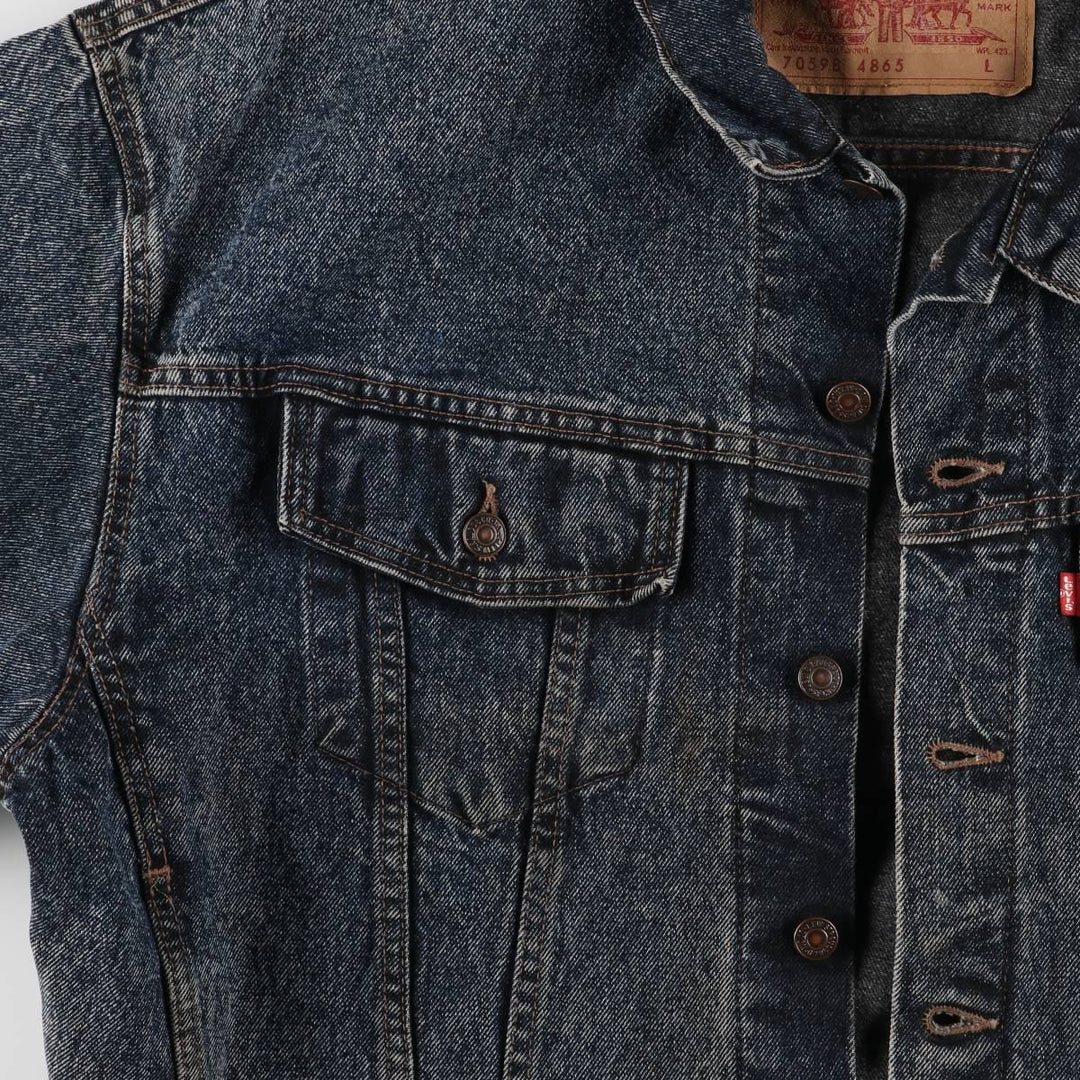 90'S Levi's 70598 4891 Large Patch Denim Jacket, Made in USA, Men's Size L, Vintage cotton blue type Vintage Second Hand