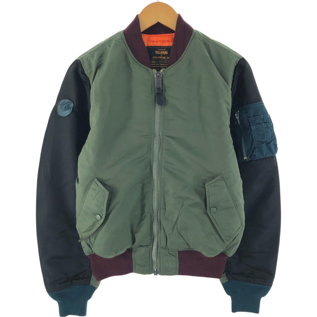 Civilian Alpha ALPHA MA-1 Type Palladium Military Flight Jacket Small Men's S Size Nylon Khaki type Vintage Second Hand