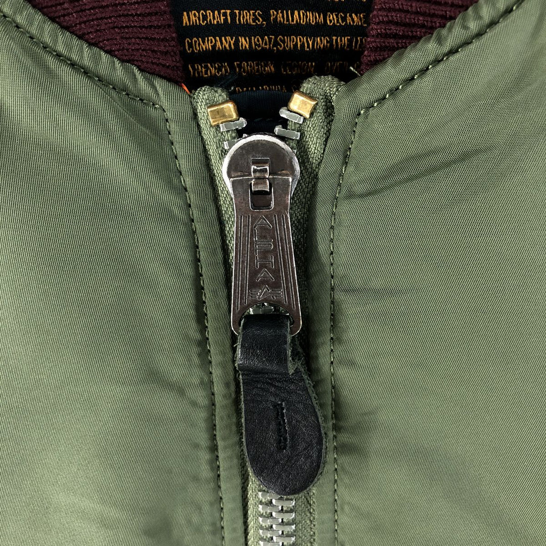 Civilian Alpha ALPHA MA-1 Type Palladium Military Flight Jacket Small Men's S Size Nylon Khaki type Vintage Second Hand
