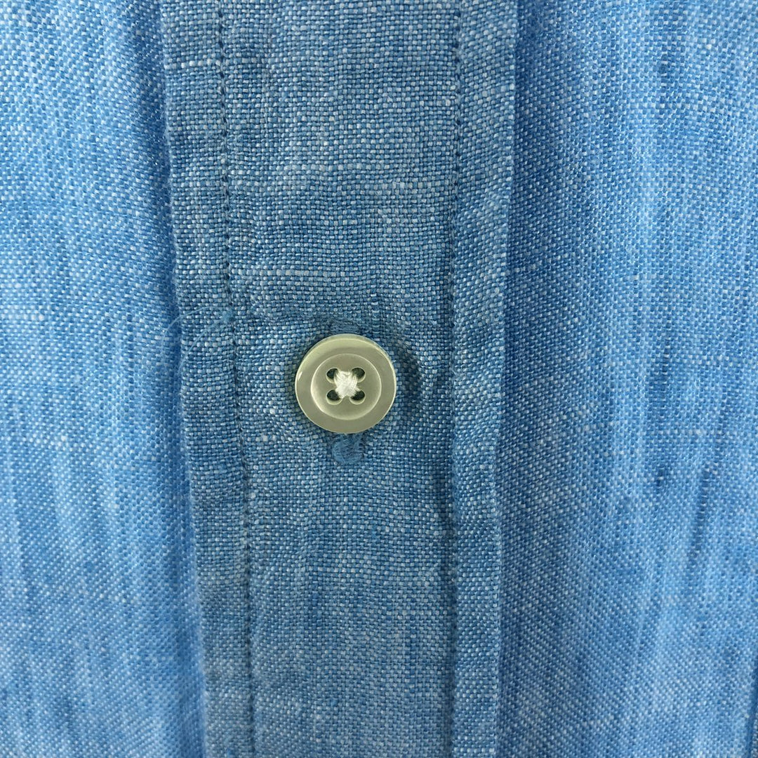 Brooks Brothers Est.1818 short sleeve linen button down shirt, men's size XL linen Blue type light blue Vintage Second Hand