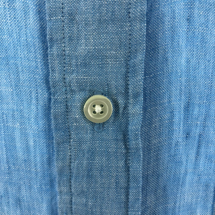 Brooks Brothers Est.1818 short sleeve linen button down shirt, men's size XL linen Blue type light blue Vintage Second Hand