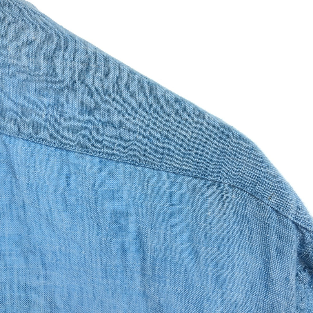 Brooks Brothers Est.1818 short sleeve linen button down shirt, men's size XL linen Blue type light blue Vintage Second Hand