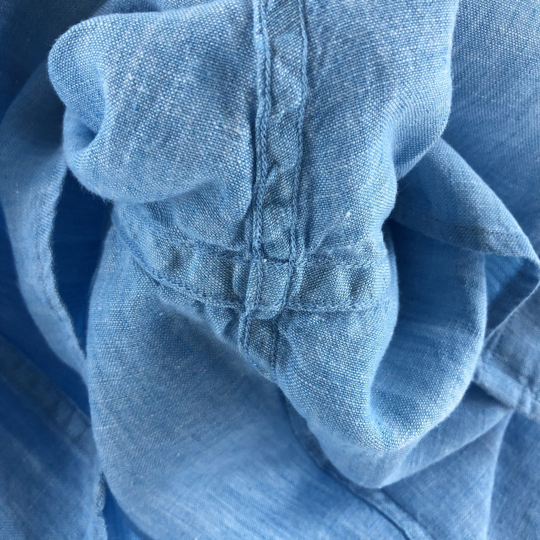 Brooks Brothers Est.1818 short sleeve linen button down shirt, men's size XL linen Blue type light blue Vintage Second Hand