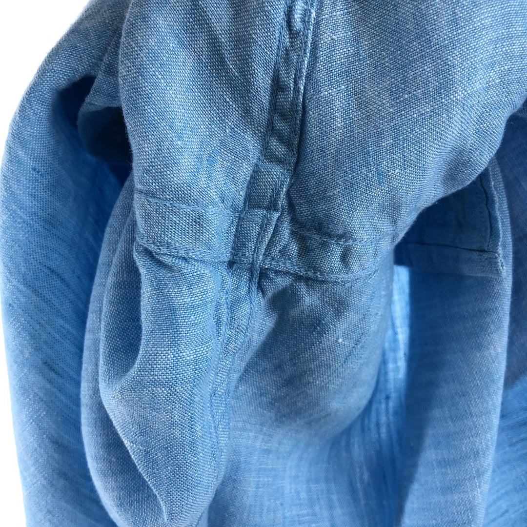 Brooks Brothers Est.1818 short sleeve linen button down shirt, men's size XL linen Blue type light blue Vintage Second Hand