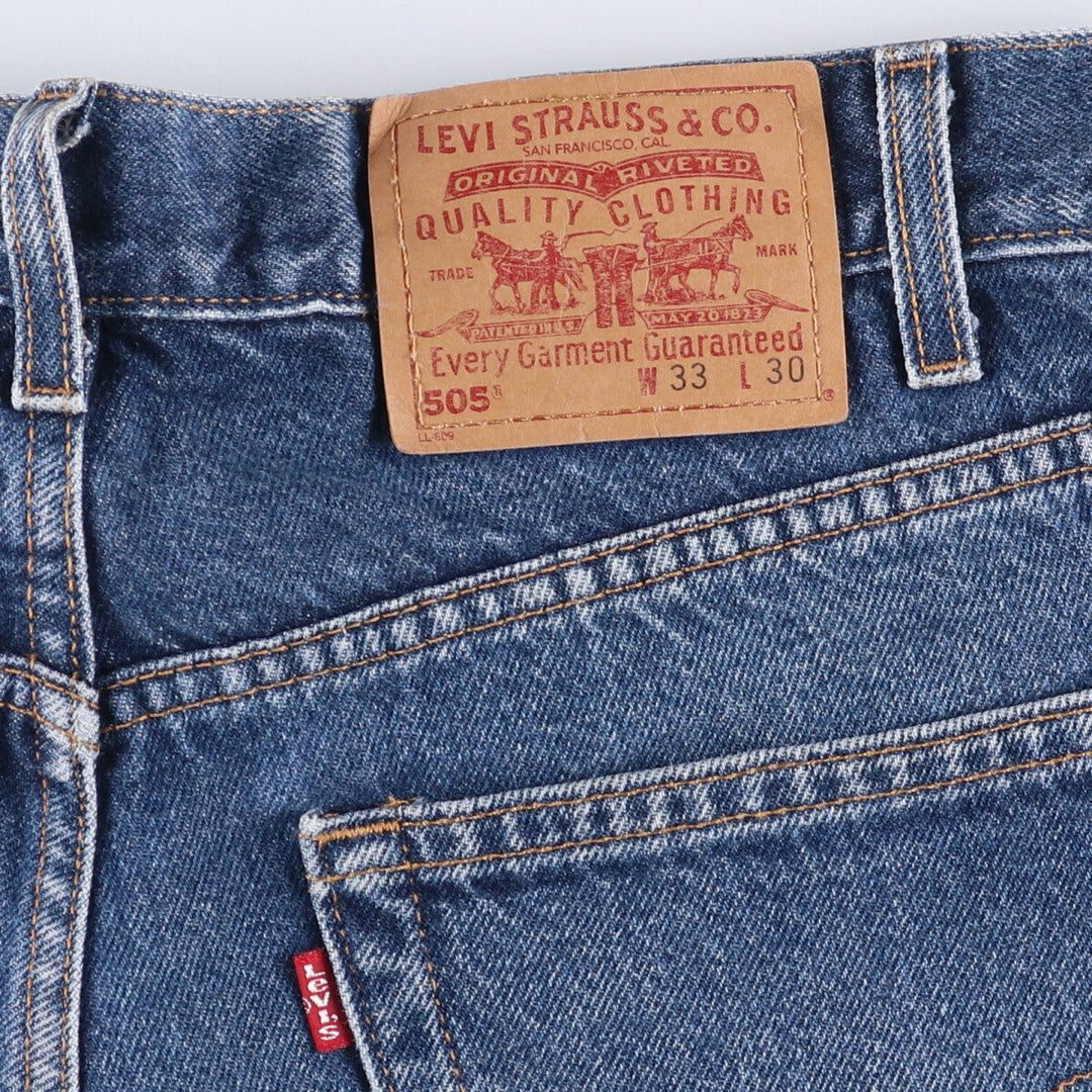 00'S Levi's 505 REGULAR FIT tapered denim pants for men, size w33 cotton blue type Vintage Second Hand