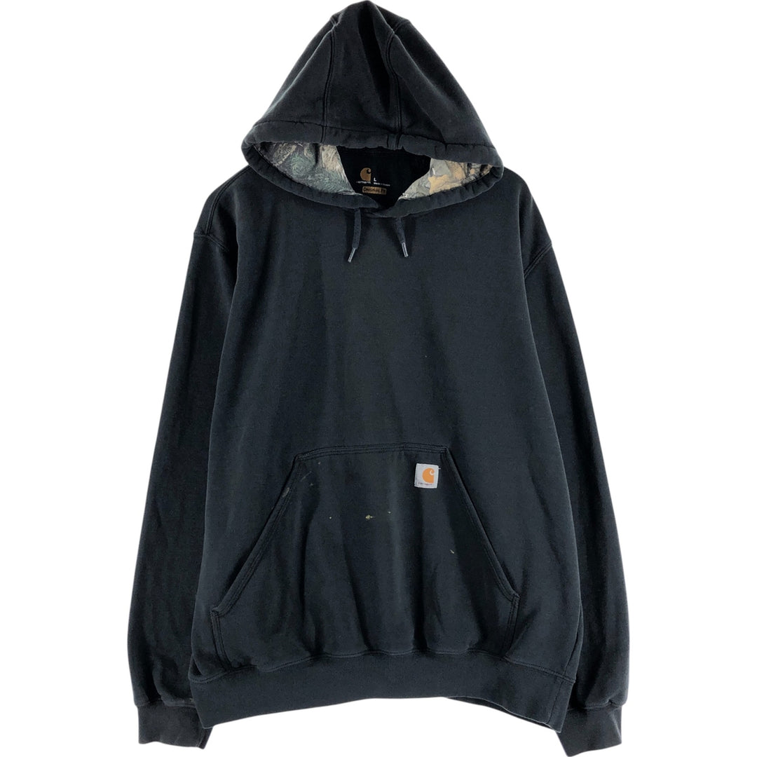 Carhartt ORIGINAL FIT sweatshirt pullover hoodie, men's size L cotton black type Vintage Second Hand