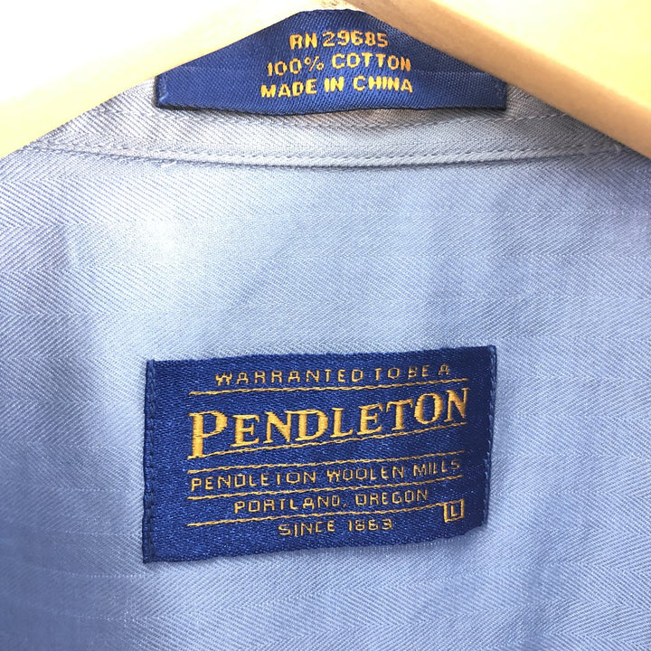 Pendleton short sleeve button-down shirt, size L for men cotton Blue type light blue Vintage Second Hand