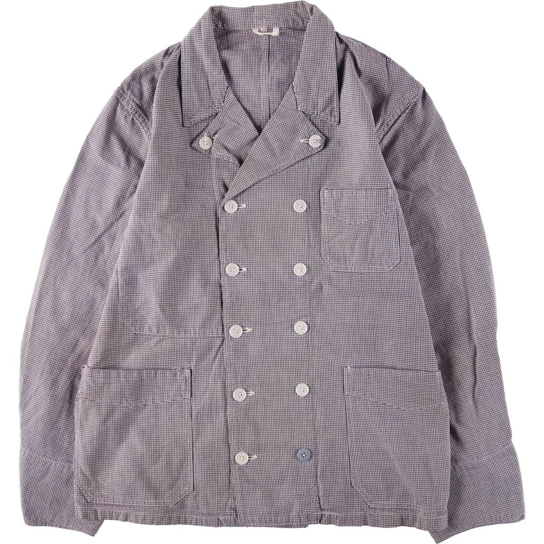 ~60'S VETRA cook jacket, houndstooth pattern, French work, Euro work jacket, men's size M, vintage unknown purple type Vintage Second Hand
