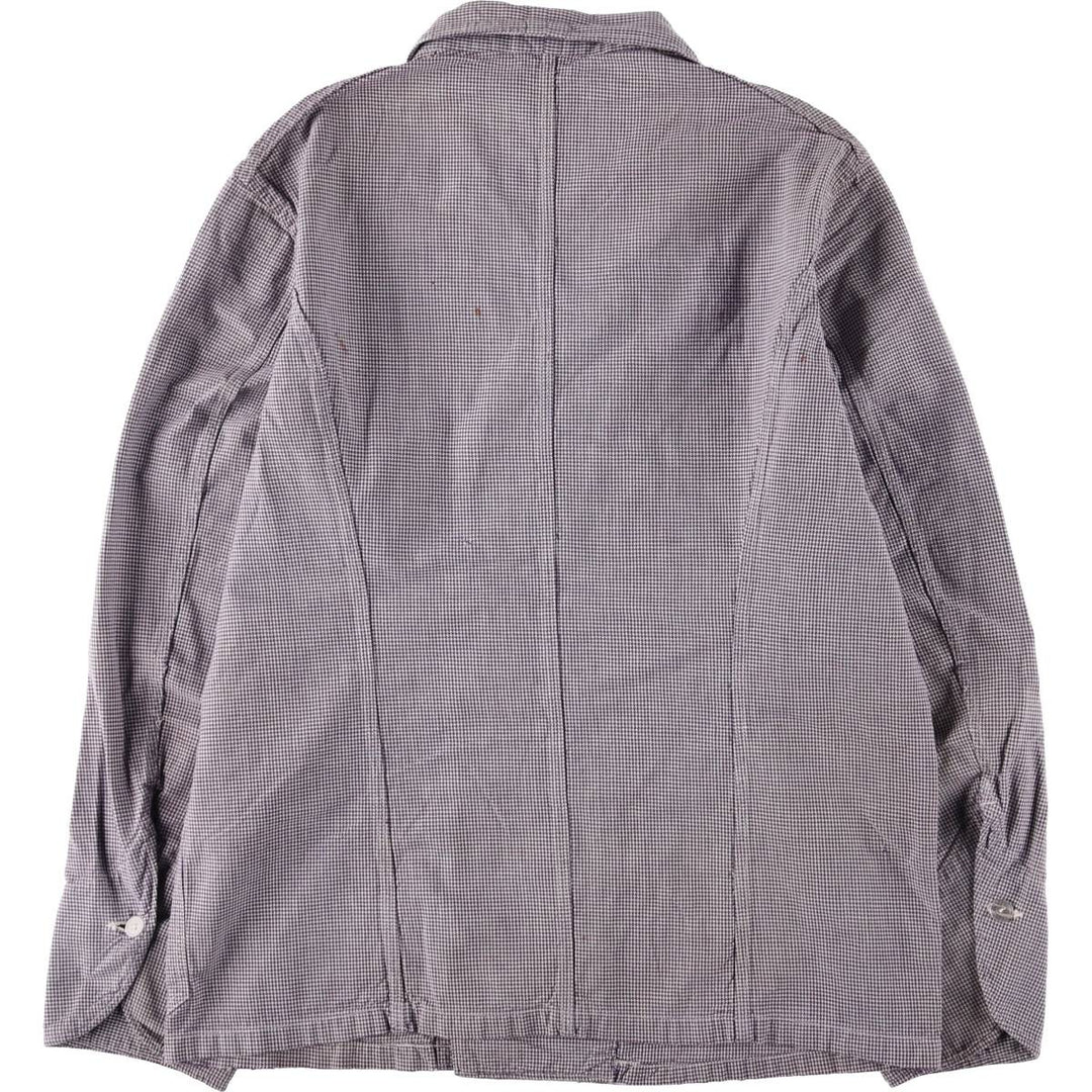 ~60'S VETRA cook jacket, houndstooth pattern, French work, Euro work jacket, men's size M, vintage unknown purple type Vintage Second Hand