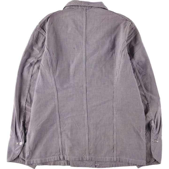 ~60'S VETRA cook jacket, houndstooth pattern, French work, Euro work jacket, men's size M, vintage unknown purple type Vintage Second Hand