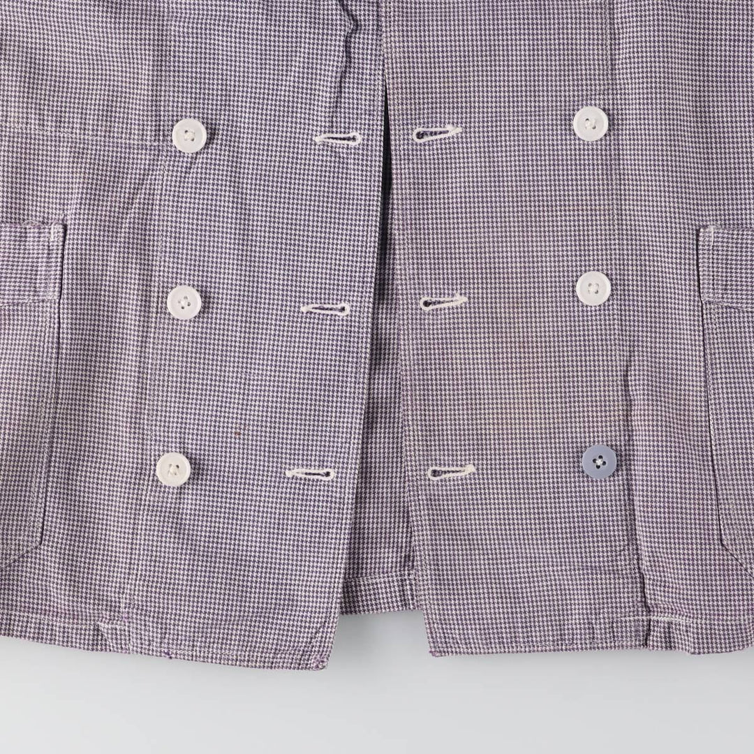 ~60'S VETRA cook jacket, houndstooth pattern, French work, Euro work jacket, men's size M, vintage unknown purple type Vintage Second Hand