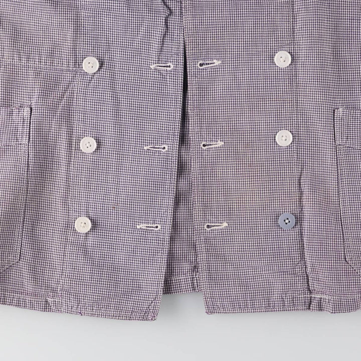 ~60'S VETRA cook jacket, houndstooth pattern, French work, Euro work jacket, men's size M, vintage unknown purple type Vintage Second Hand