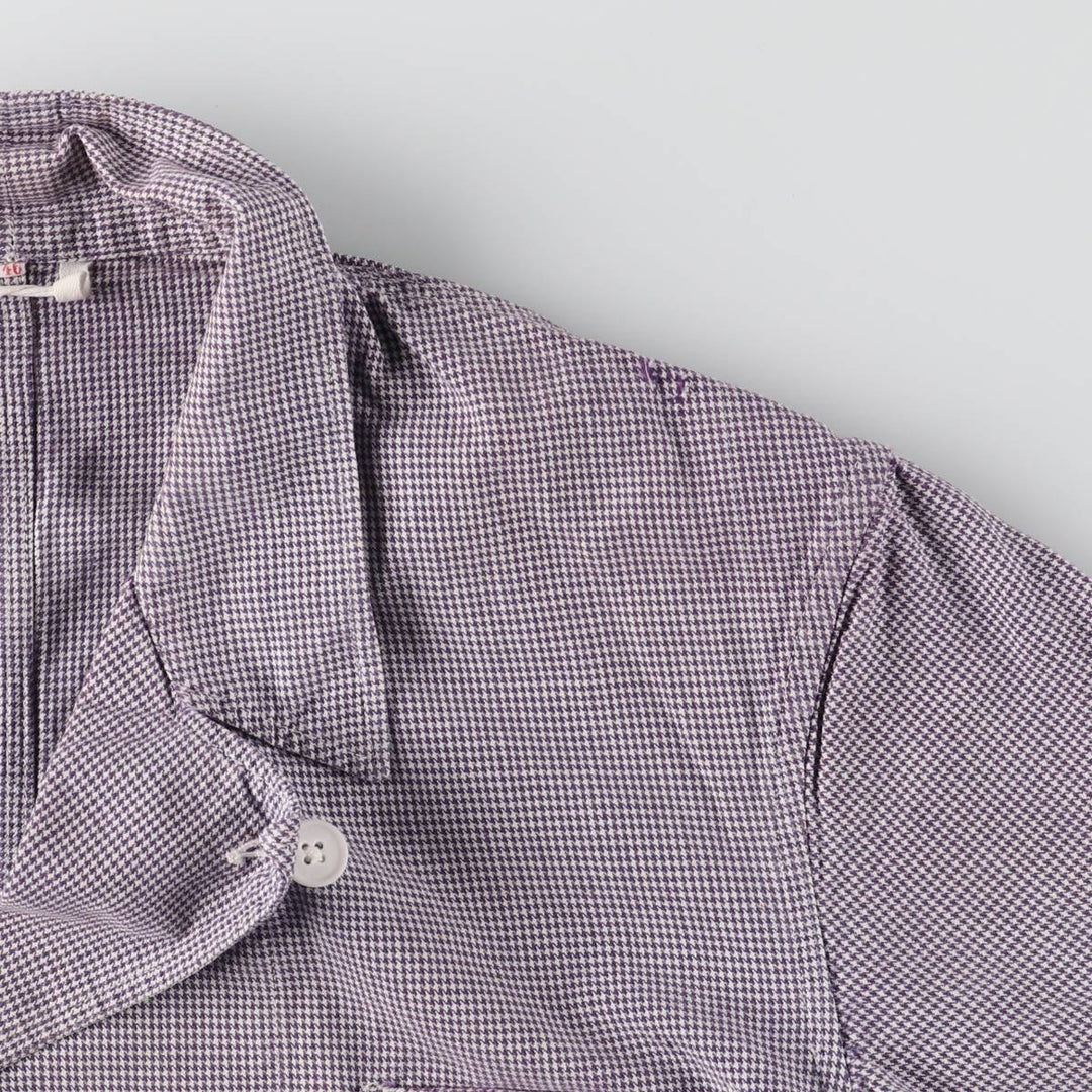 ~60'S VETRA cook jacket, houndstooth pattern, French work, Euro work jacket, men's size M, vintage unknown purple type Vintage Second Hand
