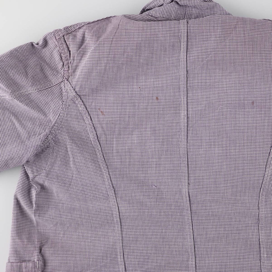 ~60'S VETRA cook jacket, houndstooth pattern, French work, Euro work jacket, men's size M, vintage unknown purple type Vintage Second Hand