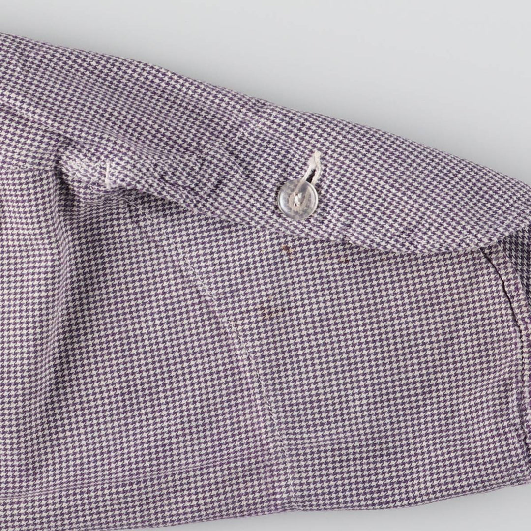 ~60'S VETRA cook jacket, houndstooth pattern, French work, Euro work jacket, men's size M, vintage unknown purple type Vintage Second Hand