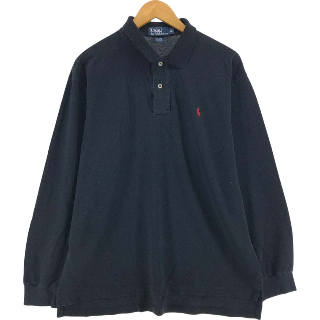 Ralph Lauren POLO by Ralph Lauren long sleeve polo shirt, men's XL size cotton black type Vintage Second Hand