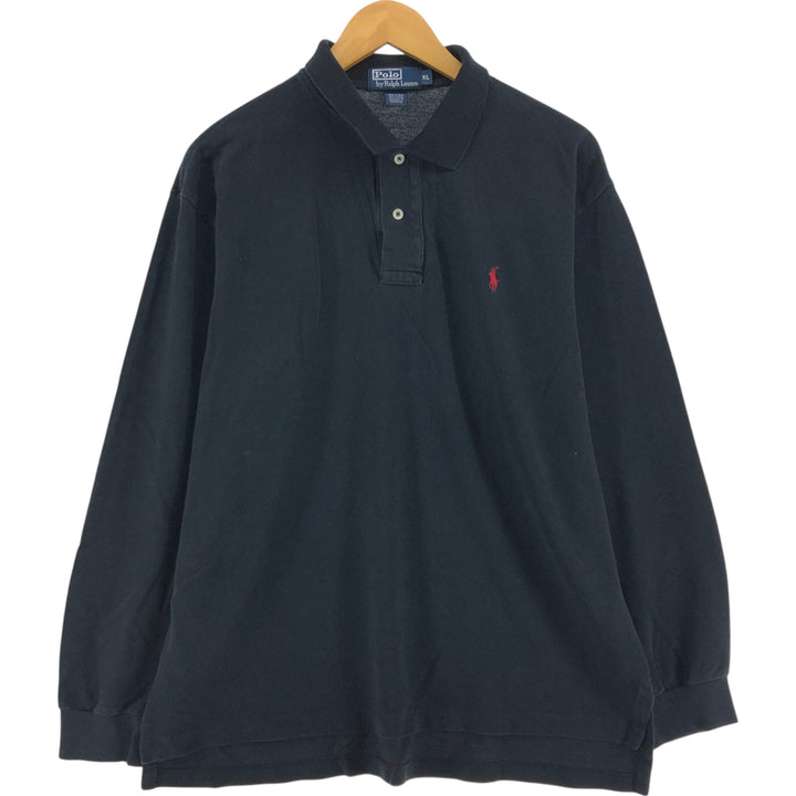 Ralph Lauren POLO by Ralph Lauren long sleeve polo shirt, men's XL size cotton black type Vintage Second Hand