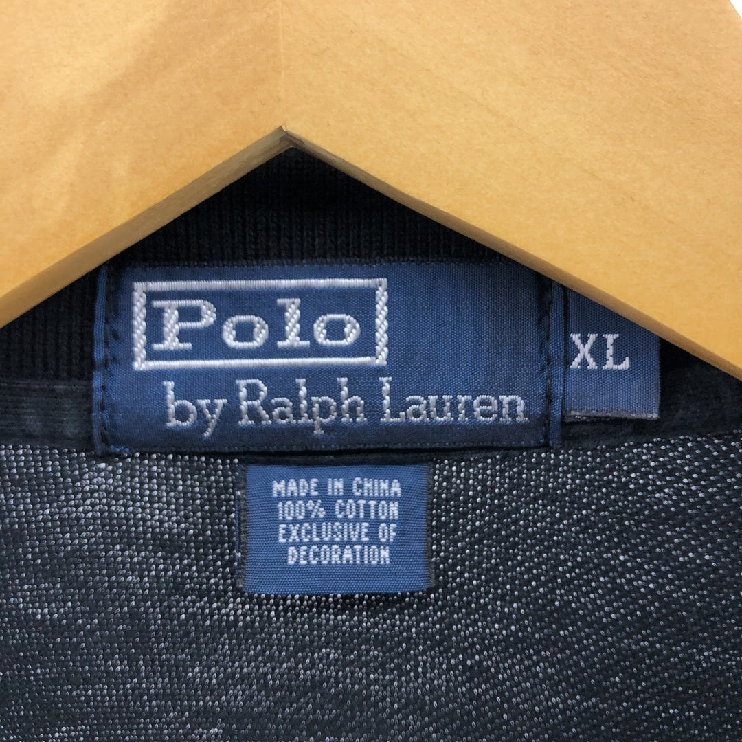Ralph Lauren POLO by Ralph Lauren long sleeve polo shirt, men's XL size cotton black type Vintage Second Hand