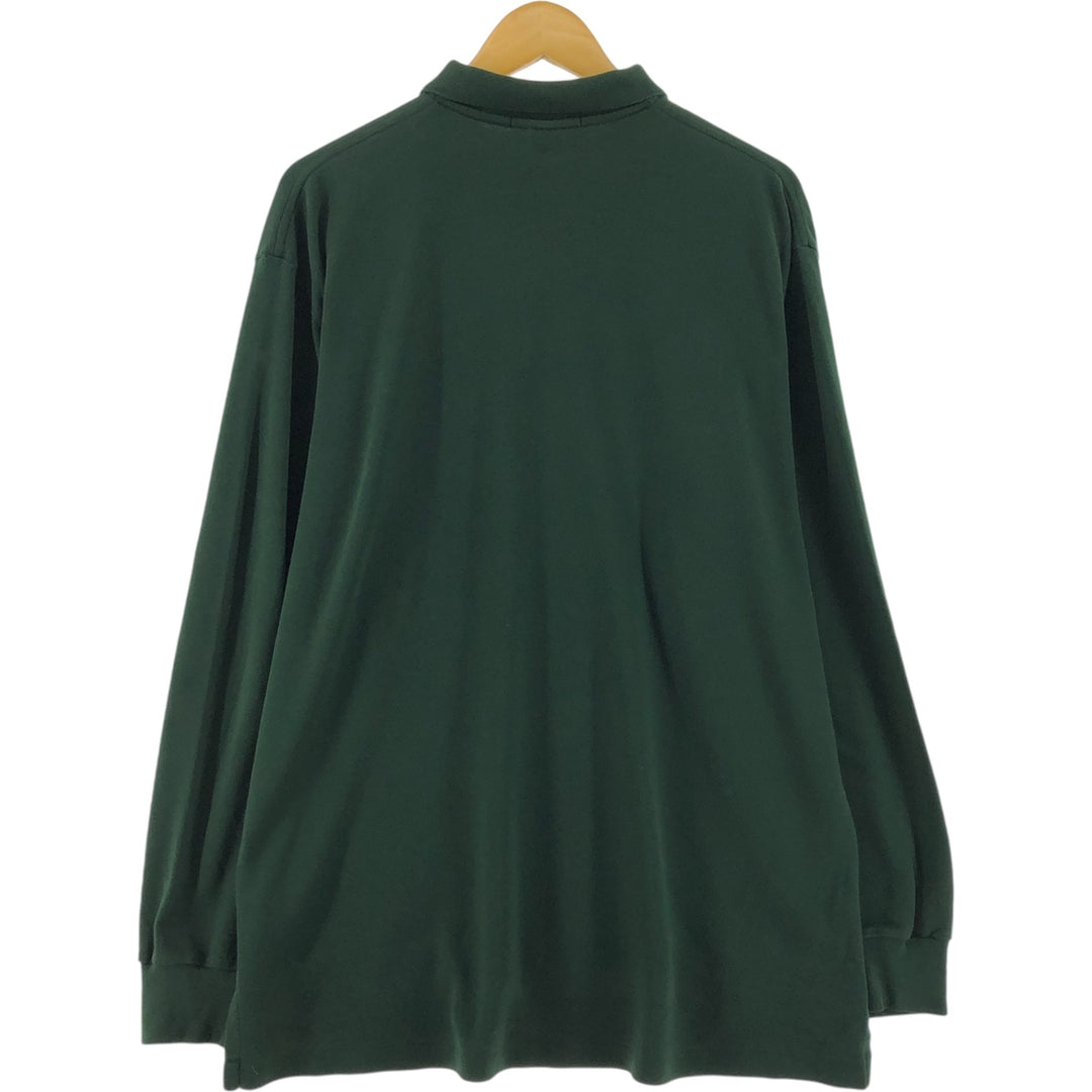 Ralph Lauren POLO by Ralph Lauren long sleeve polo shirt, men's size L cotton Green type dark green Vintage Second Hand