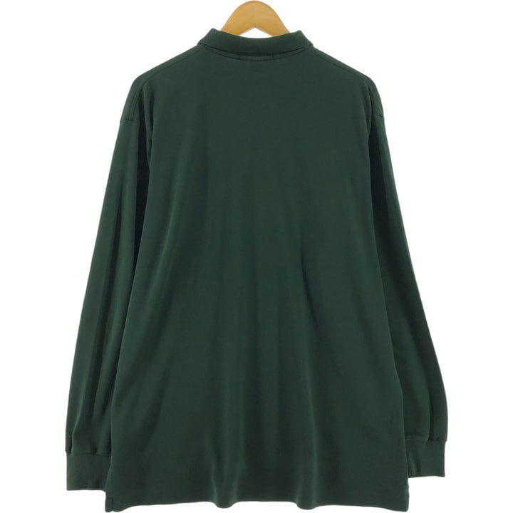 Ralph Lauren POLO by Ralph Lauren long sleeve polo shirt, men's size L cotton Green type dark green Vintage Second Hand