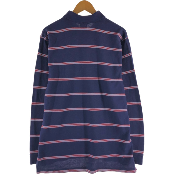 Brooks Brothers Est.1818 Long Sleeve Striped Polo Shirt, Men's Size L cotton purple type Vintage Second Hand