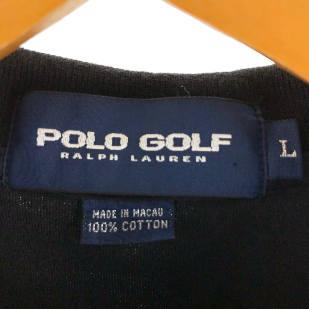 Ralph Lauren POLO GOLF Long sleeve polo shirt for men, size L cotton black type Vintage Second Hand