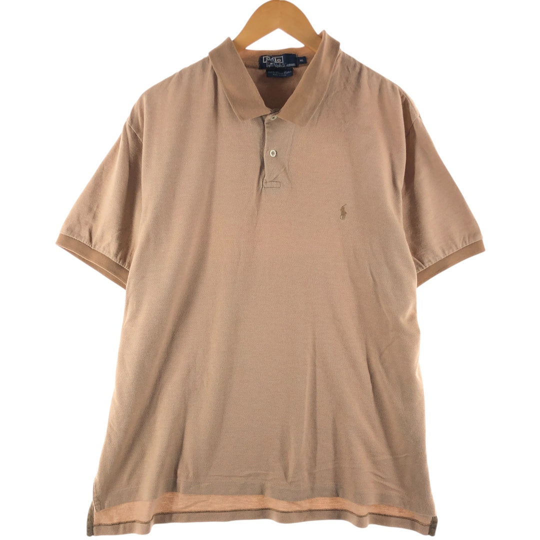 Ralph Lauren POLO by Ralph Lauren short sleeve polo shirt, men's XL size Pima Cotton brown type Vintage Second Hand