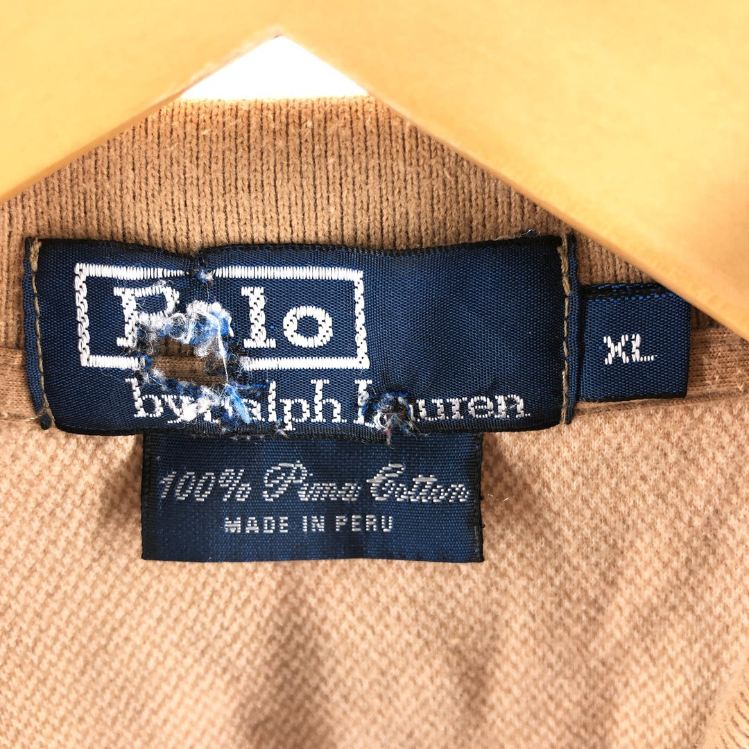 Ralph Lauren POLO by Ralph Lauren short sleeve polo shirt, men's XL size Pima Cotton brown type Vintage Second Hand