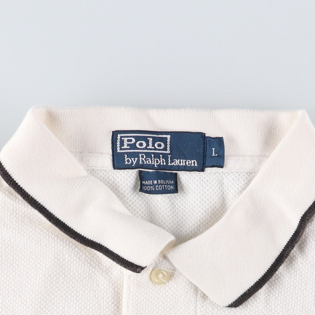 Ralph Lauren POLO by Ralph Lauren short sleeve striped polo shirt, men's size L cotton white type Vintage Second Hand