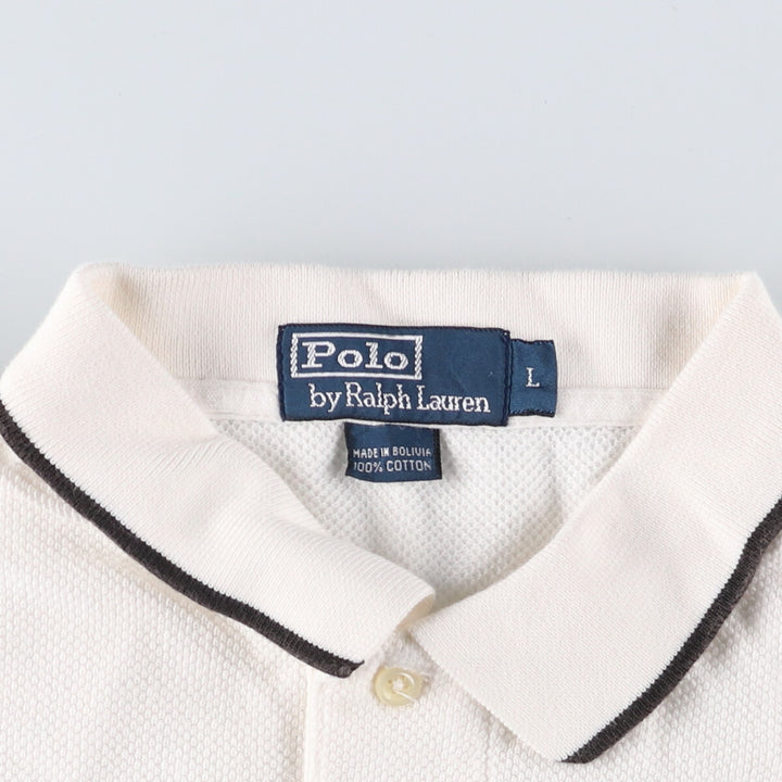Ralph Lauren POLO by Ralph Lauren short sleeve striped polo shirt, men's size L cotton white type Vintage Second Hand