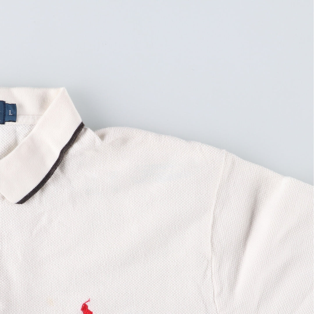 Ralph Lauren POLO by Ralph Lauren short sleeve striped polo shirt, men's size L cotton white type Vintage Second Hand