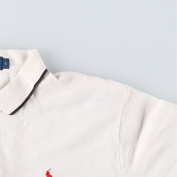 Ralph Lauren POLO by Ralph Lauren short sleeve striped polo shirt, men's size L cotton white type Vintage Second Hand