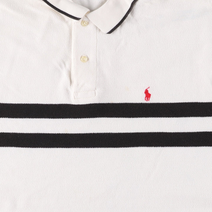 Ralph Lauren POLO by Ralph Lauren short sleeve striped polo shirt, men's size L cotton white type Vintage Second Hand