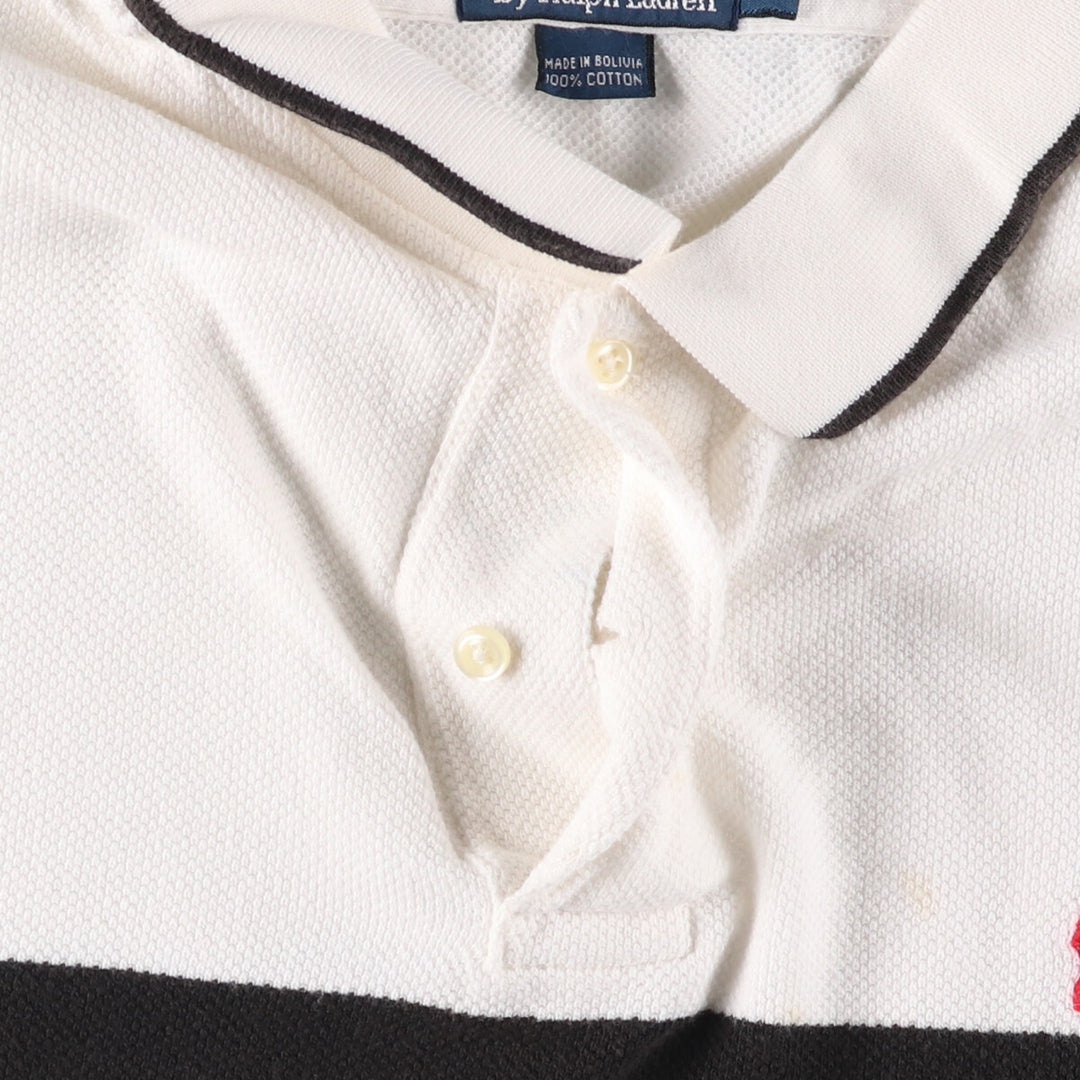 Ralph Lauren POLO by Ralph Lauren short sleeve striped polo shirt, men's size L cotton white type Vintage Second Hand