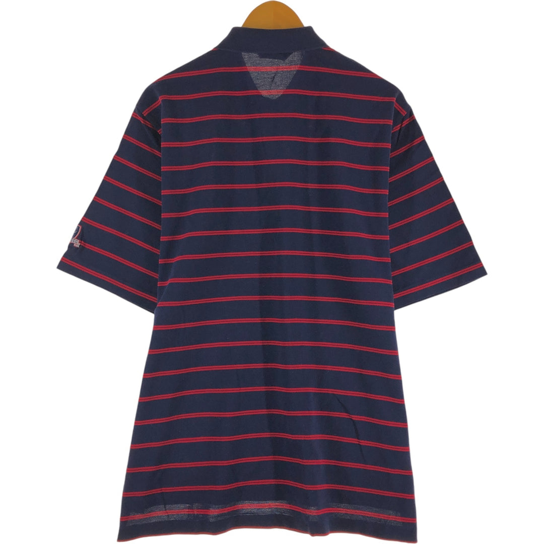 Ralph Lauren POLO GOLF Short Sleeve Striped Polo Shirt Men's Size L Pima Cotton navy blue type Vintage Second Hand