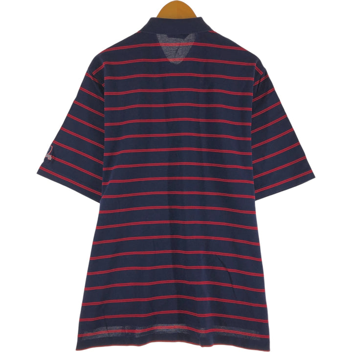 Ralph Lauren POLO GOLF Short Sleeve Striped Polo Shirt Men's Size L Pima Cotton navy blue type Vintage Second Hand