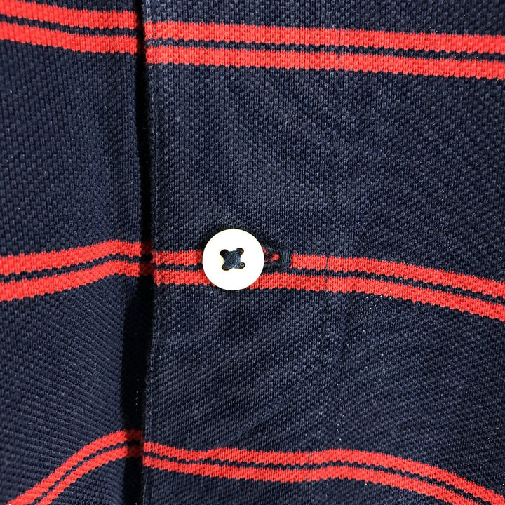 Ralph Lauren POLO GOLF Short Sleeve Striped Polo Shirt Men's Size L Pima Cotton navy blue type Vintage Second Hand