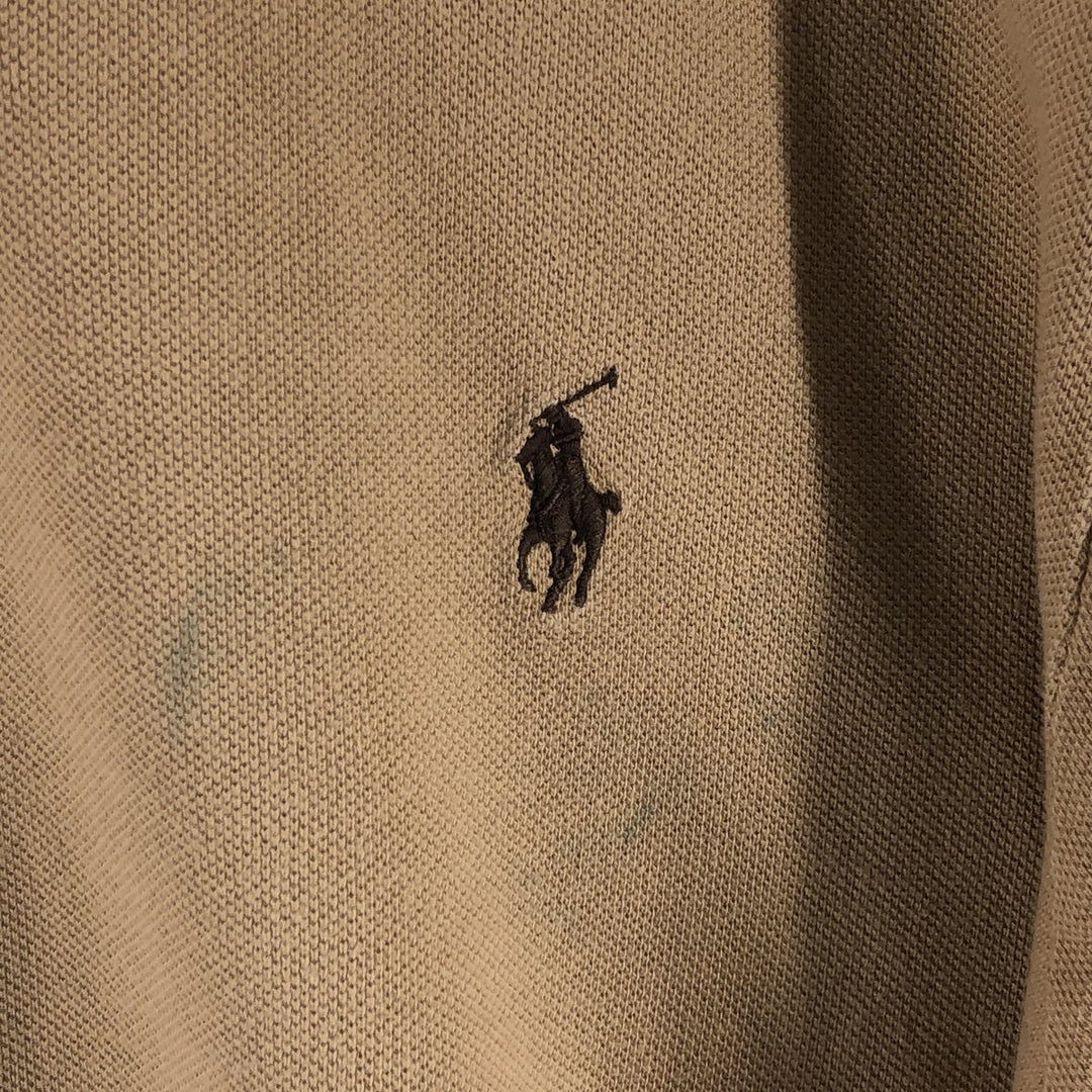 Ralph Lauren POLO by Ralph Lauren CUSTOM FIT short sleeve polo shirt, men's XL size cotton Khaki type brown Vintage Second Hand