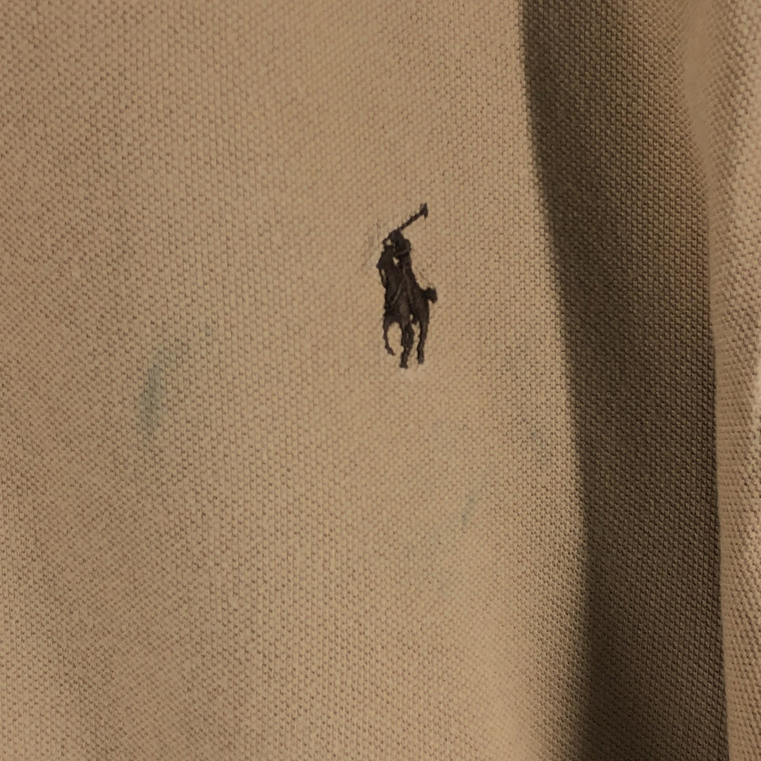 Ralph Lauren POLO by Ralph Lauren CUSTOM FIT short sleeve polo shirt, men's XL size cotton Khaki type brown Vintage Second Hand