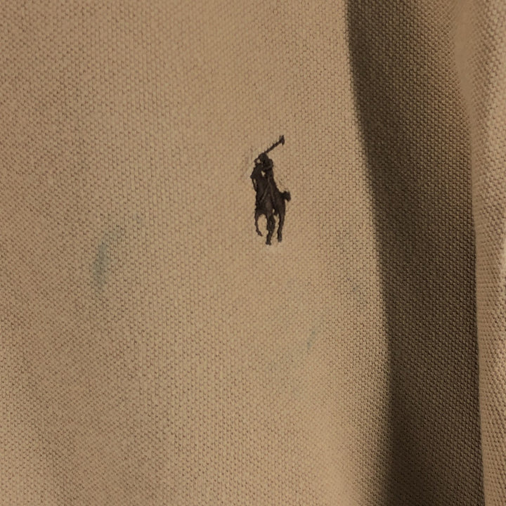 Ralph Lauren POLO by Ralph Lauren CUSTOM FIT short sleeve polo shirt, men's XL size cotton Khaki type brown Vintage Second Hand