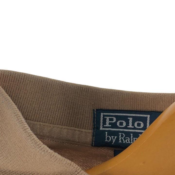Ralph Lauren POLO by Ralph Lauren CUSTOM FIT short sleeve polo shirt, men's XL size cotton Khaki type brown Vintage Second Hand